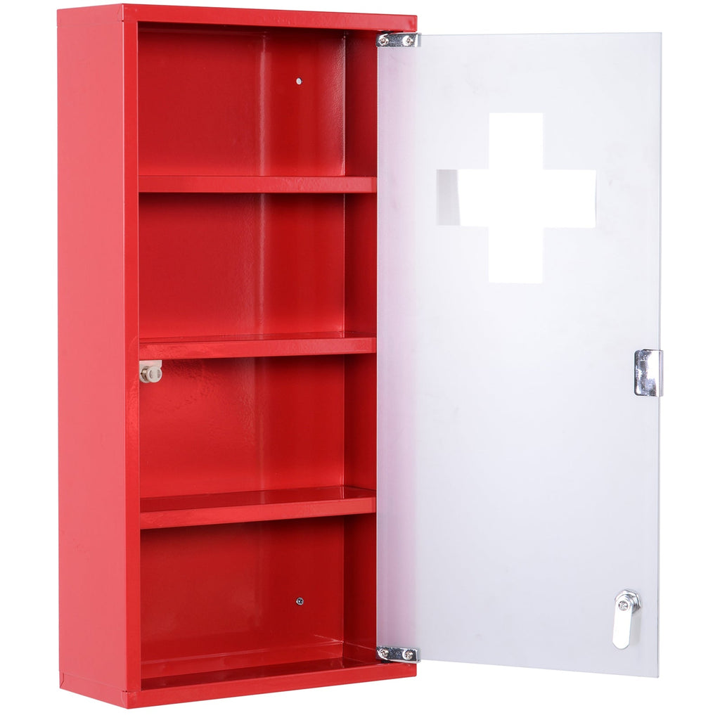CASTETTA DATE MEDICINE medicinal locker 4 levels glass door 60 × 30 × 12cm red - Borgè