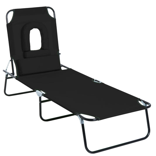 Outsunny folding deckchair with face for face and cushions, in steel and oxford fabric - Borgè