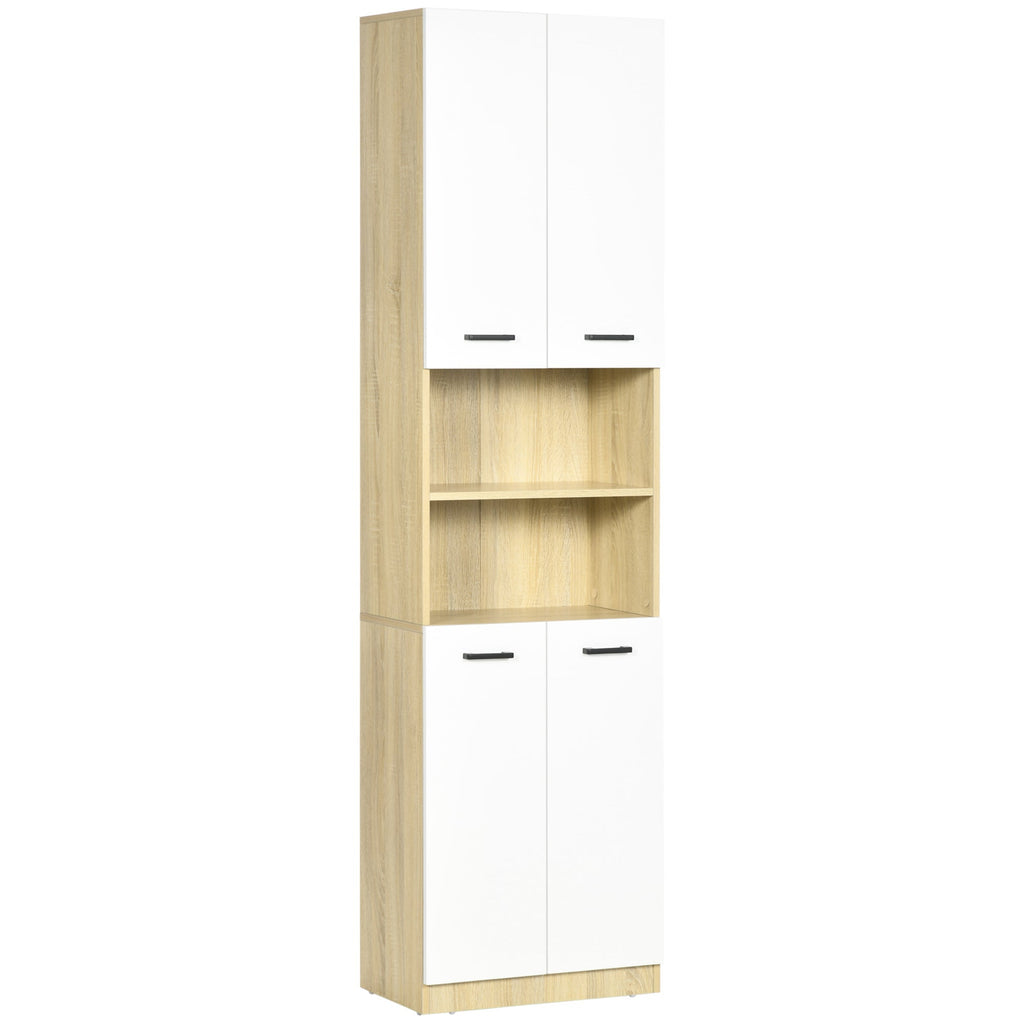 Kleankin Bathroom Cabinet in white chipboard with 2 cabinets with doors and 2 open shelves, 53x33.5x195.7 cm - Borgè