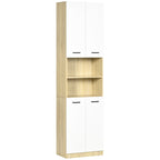 Kleankin Bathroom Cabinet in white chipboard with 2 cabinets with doors and 2 open shelves, 53x33.5x195.7 cm - Borgè