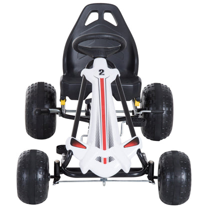 Go Kart with Pedals for Children 3-6 Years with Adjustable Seat, Plastic and Iron, 101.5x65.5x59.5 cm, Black and White - Borgè