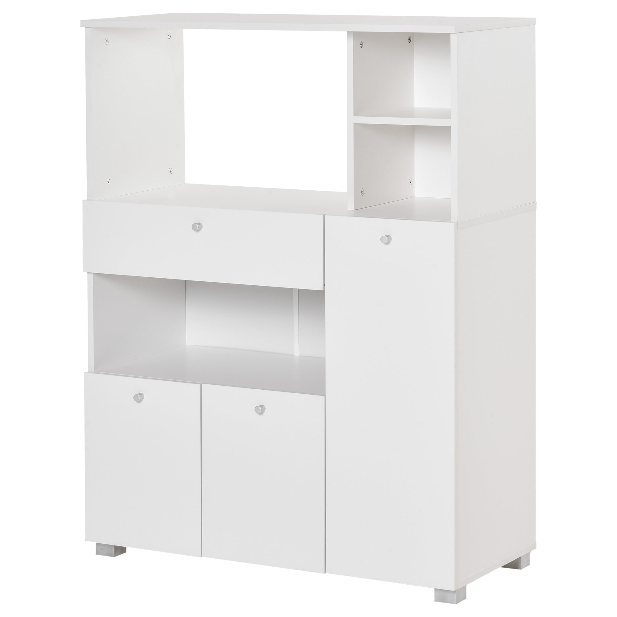 Mobile Belief for Kitchen With Cabinets, Shelves and drawer, in wood 90x40x120cm White - Borgè
