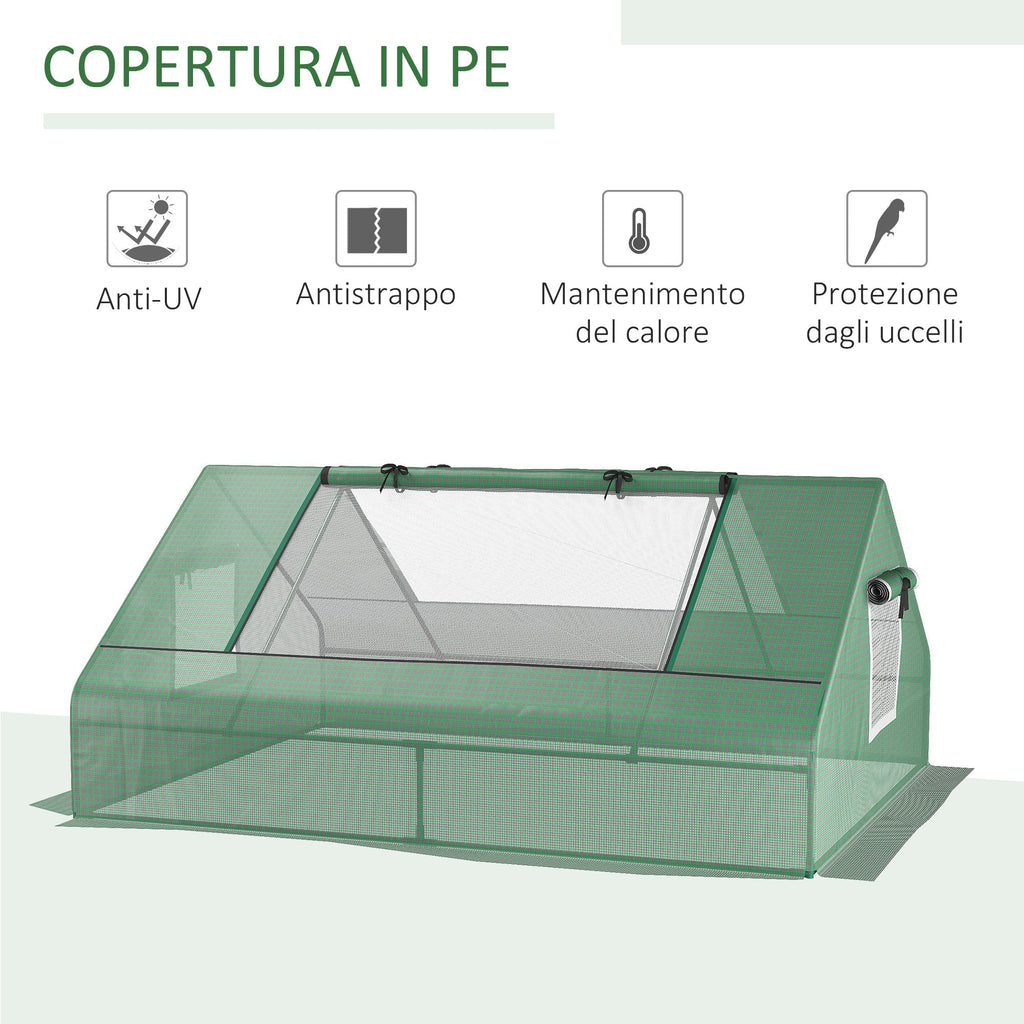 Steel Garden Greenhouse with PE Coating, Roller Doors and Windows, 180x140x80cm, Green - Borge' Group Limited