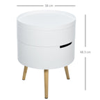 Round coffee table with rotation opening and removable white wood tray - Borgè