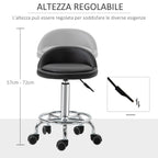 Beauty Stool with Wheels, Adjustable Height, and Comfortable Coating | 38x38x57-72cm - Borgè