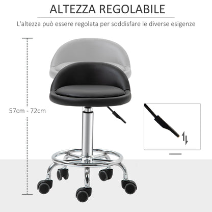 Beauty Stool with Wheels, Adjustable Height, and Comfortable Coating | 38x38x57-72cm