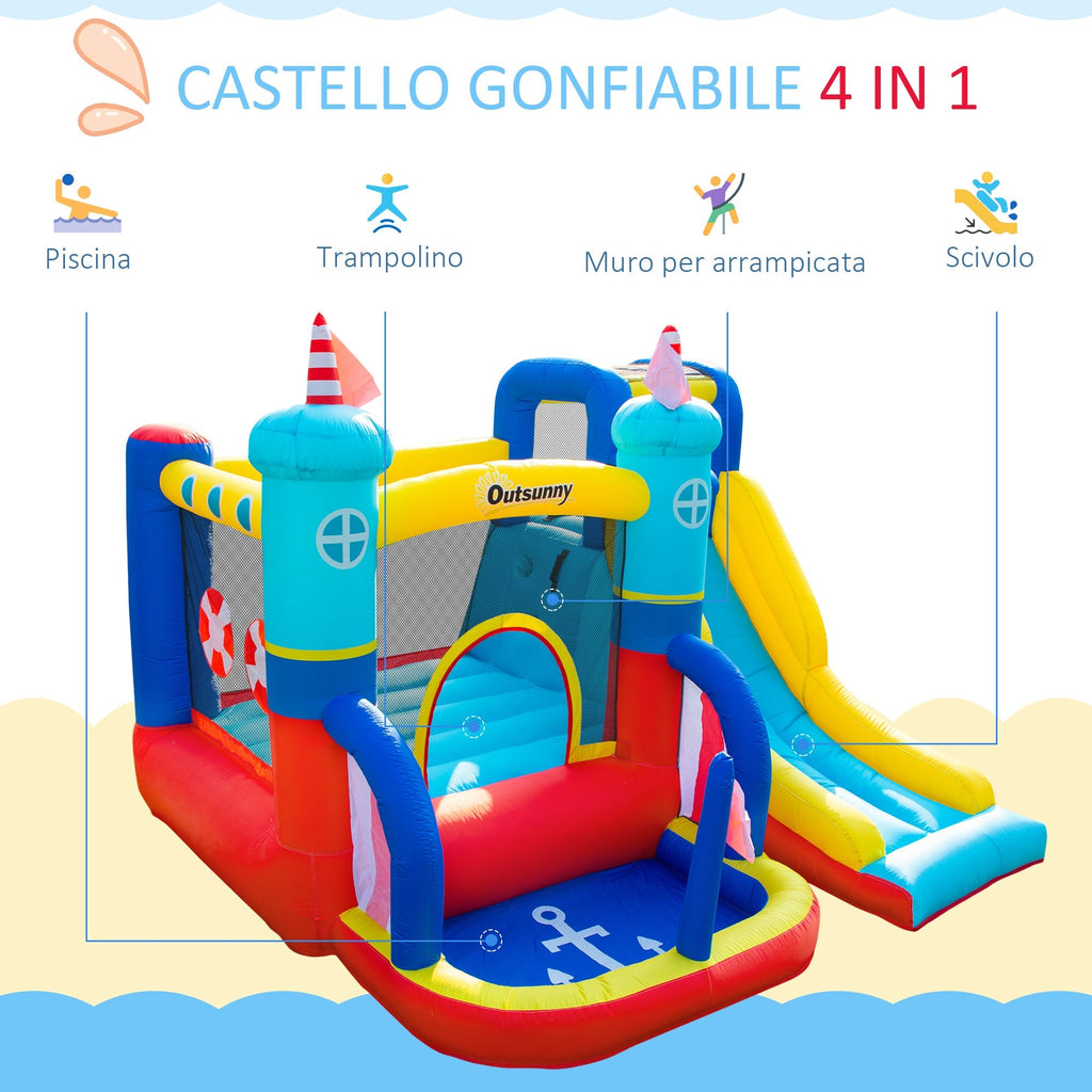 Inflatable Castle 4 in 1 Children 3-8 Years, Slide and Pool, 265x260x200cm - Borge' Group Limited