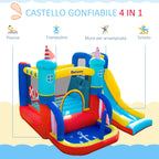Inflatable Castle 4 in 1 Children 3-8 Years, Slide and Pool, 265x260x200cm - Borge' Group Limited