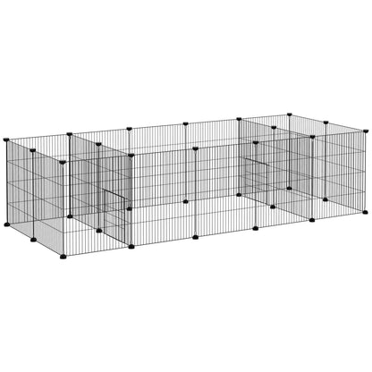 PAWHUT CAGE FOR PORCELLINI D'ODIA, Fence for small animals, 18 pcs with door 175x70x45cm, black - Borgè