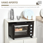 Kitchen Mobile With Cut Rock For Smart Wooden Microwave, 60.4x40.3x97cm White - Borgè