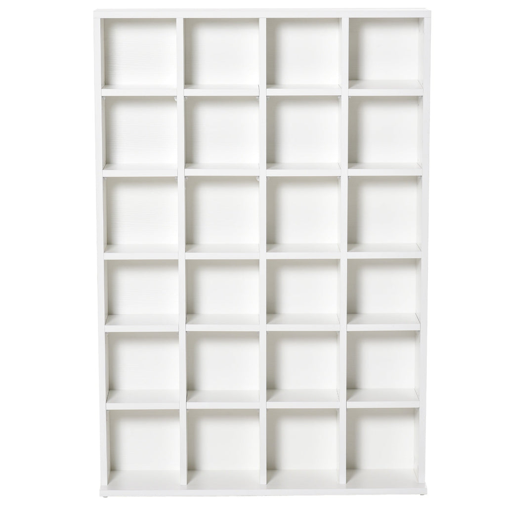 Mobile Wooden Library 24 compartments, white, 130.5x89x20cm - Borgè