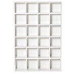Mobile Wooden Library 24 compartments, white, 130.5x89x20cm - Borgè