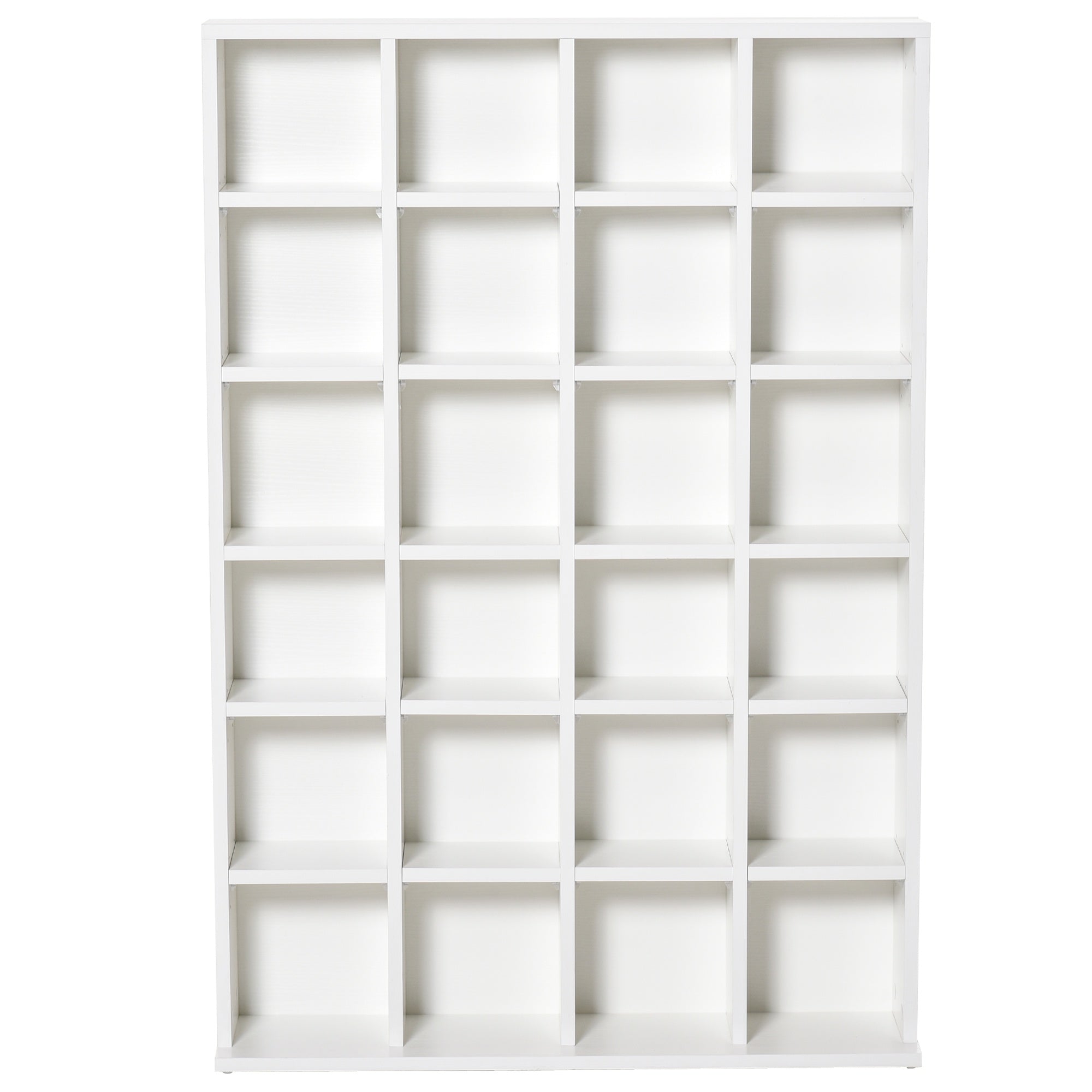 Mobile Wooden Library 24 compartments, white, 130.5x89x20cm - Borgè
