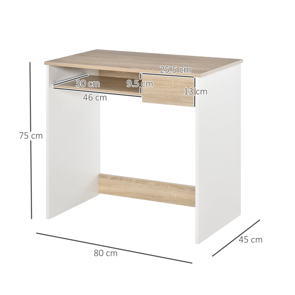 Desk for PC with keyboard shelf, oak white - Borgè