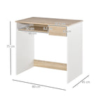 Desk for PC with keyboard shelf, oak white - Borgè