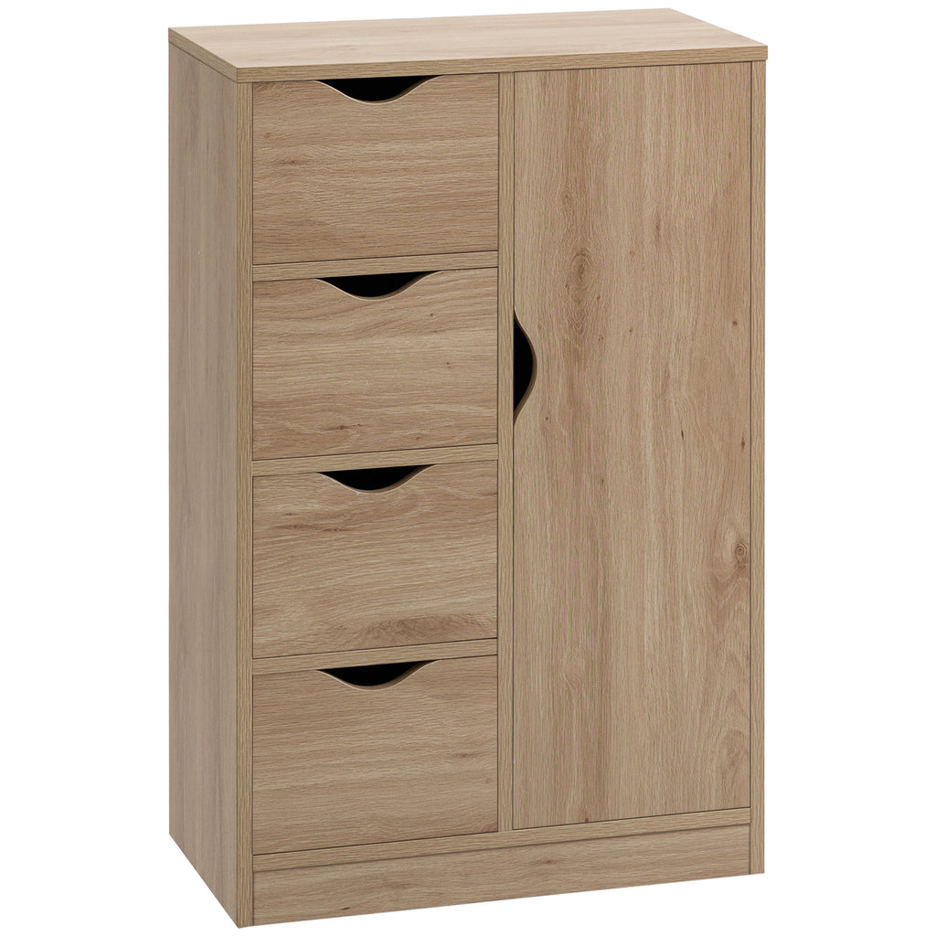 Homcom Bathroom cabinet with 4 drawers, 2nd levels and clipped handles, in chipboard, 54x29x83 cm - Borgè