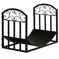 Outsunny interior and exterior metal portal with curved shelf, up to 60kg of wood - black - Borgè