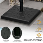 19kg 51x51x32cm Resin and Steel Umbrella Base for Ø32mm, Ø38mm and Ø48mm Poles, Black - Borge' Group Limited