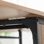 Homcom Folding table with 6 wheels and industrial style shelf in wood and metal, light brown - Borgè