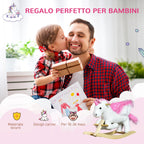 Unicorn Rocking Horse with Music, Metal and Wood Frame, Plush Cover, 65x32x55cm, White Pink - Borgè
