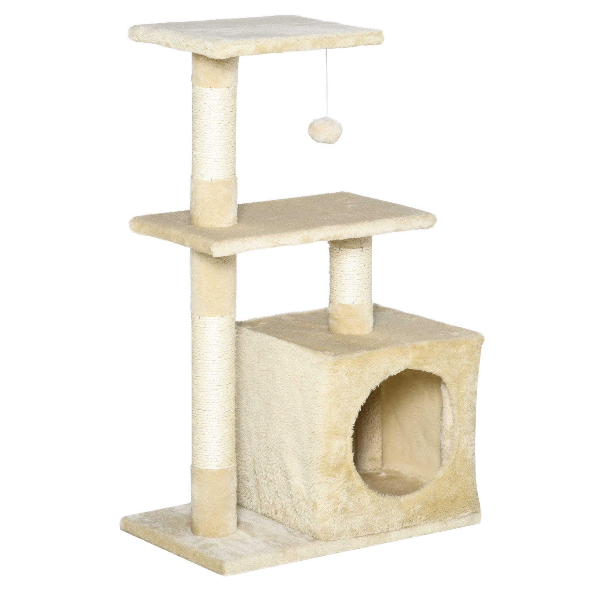 Beige Cat Tree for cats with Scratch Pole  50 x 30 x 80CM - Borge' Group Limited