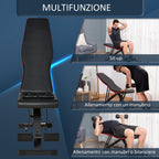 Multifunctional Abdominal and Weight Bench, Adjustable Incline and Elastic Bands, 130x48x48-109cm, Black - Borge' Group Limited