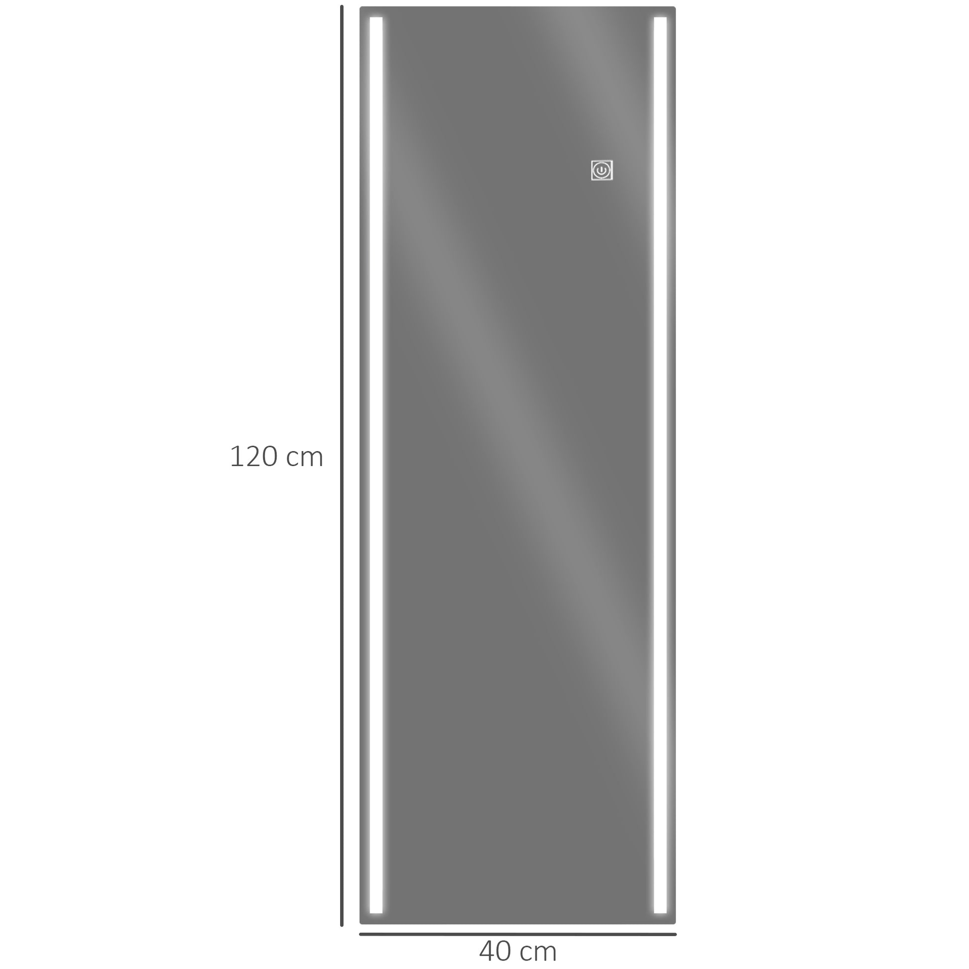 Homcom rectangular wall mirror with adjustable LED lights and touch switch, 40x120cm - Borgè