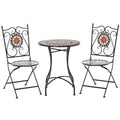 3-Piece Garden Furniture Set with 2 Folding Chairs and 1 Coffee Table, Metal and Ceramic - Borge' Group Limited