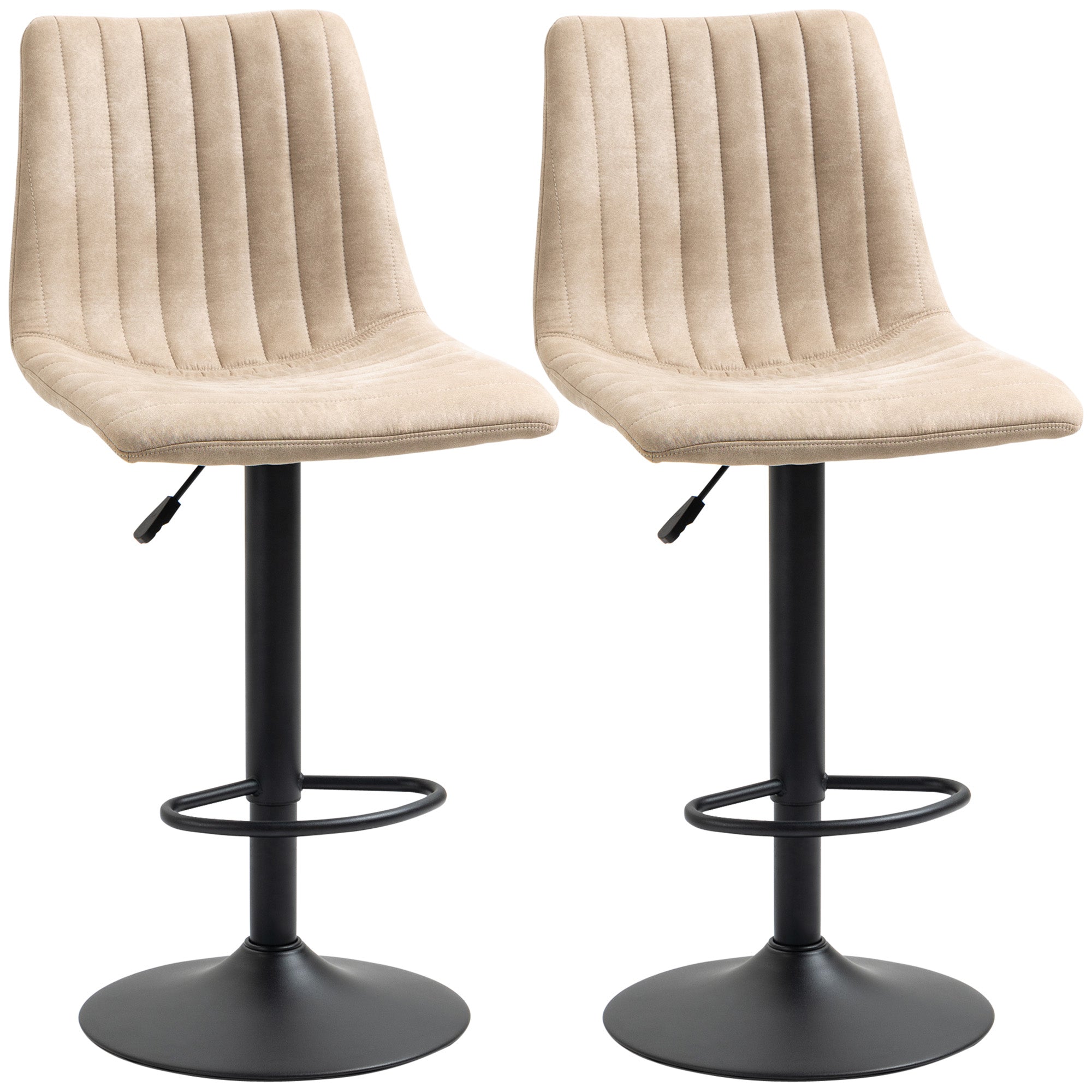 bar stools 2 pieces adjustable height, in steel and polyester, 47.5x57.5x95-116 cm, brown - Borgè