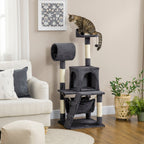 Cat Tree with Cat Scratching Post, Cat House, Hammock, Bed, Tunnel and Ball, 48x48 x125 cm, Dark Grey - Borge' Group Limited