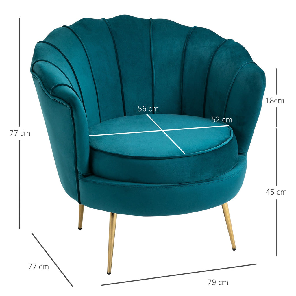 Vintage Style Design Poach Padded Velvet, 79x77x77cm, Oil green - Borgè