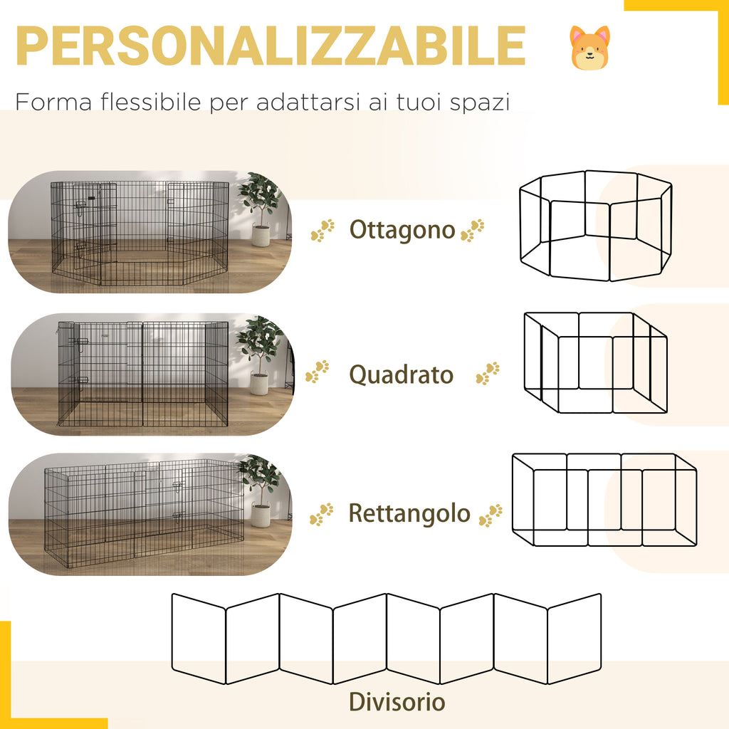 Pawhut fence for dogs and puppies, 8 -piece animal boxes in iron wire, 76 x 61cm black - Borgè