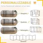 Pawhut fence for dogs and puppies, 8 -piece animal boxes in iron wire, 76 x 61cm black - Borgè