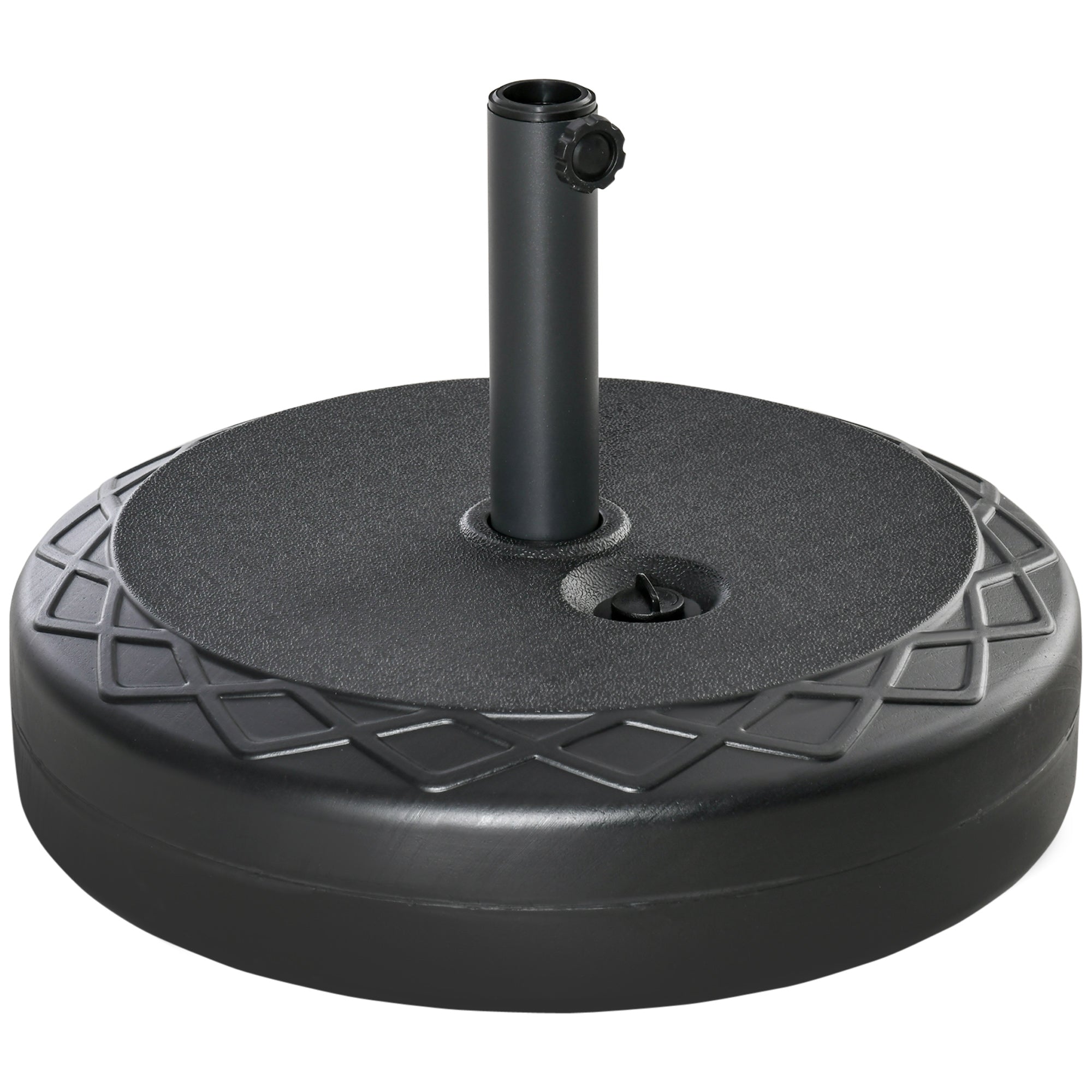 Round Umbrella Base Ø55cm Plastic 30kg for Ø38-48mm Poles, Black - Borge' Group Limited