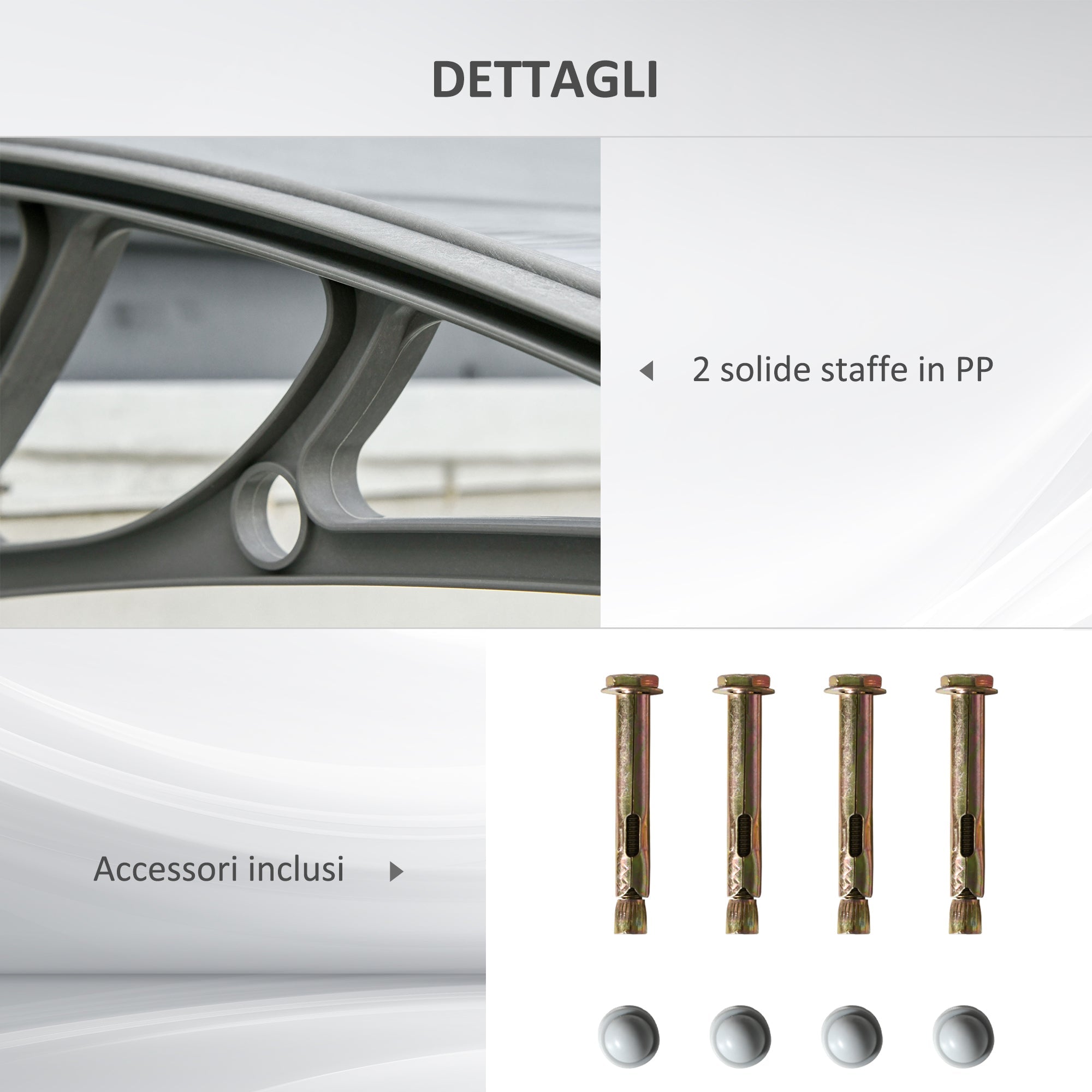 100x80cm Anti-UV Polycarbonate Outdoor Canopy for Doors and Windows - Borge' Group Limited