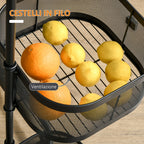 Trolley spouses with 4 baskets, support top and wheels, in steel and pp, 33x33x77 cm - Borgè