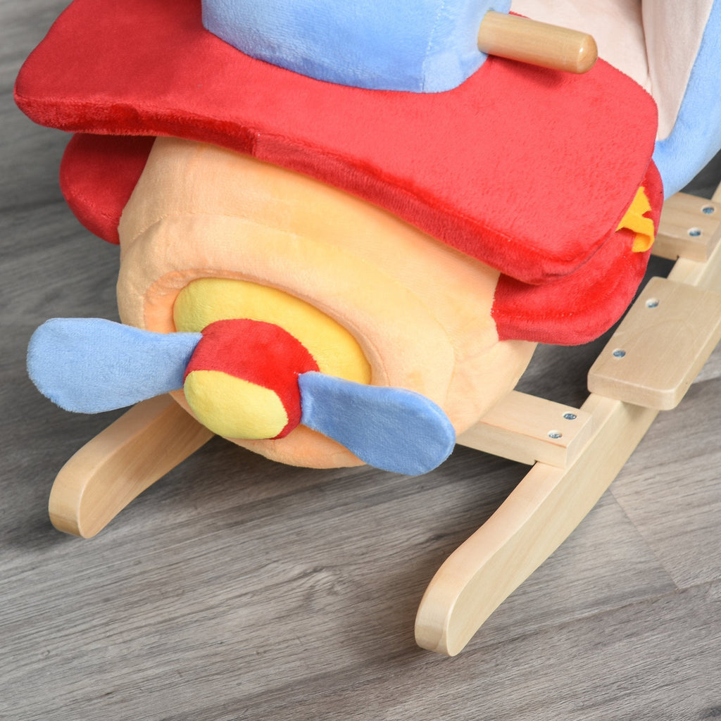 Homcom airplane with soft stuffed stuffed stuffed and solid wood with seat belt - Borgè