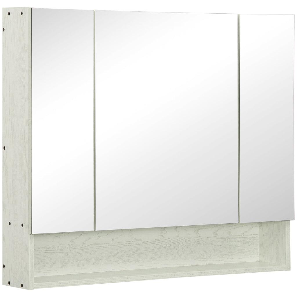 kleankin mirror cabinet for bathroom with adjustable shelves, 3 doors and beliefs, 90x15x75cm - Borgè
