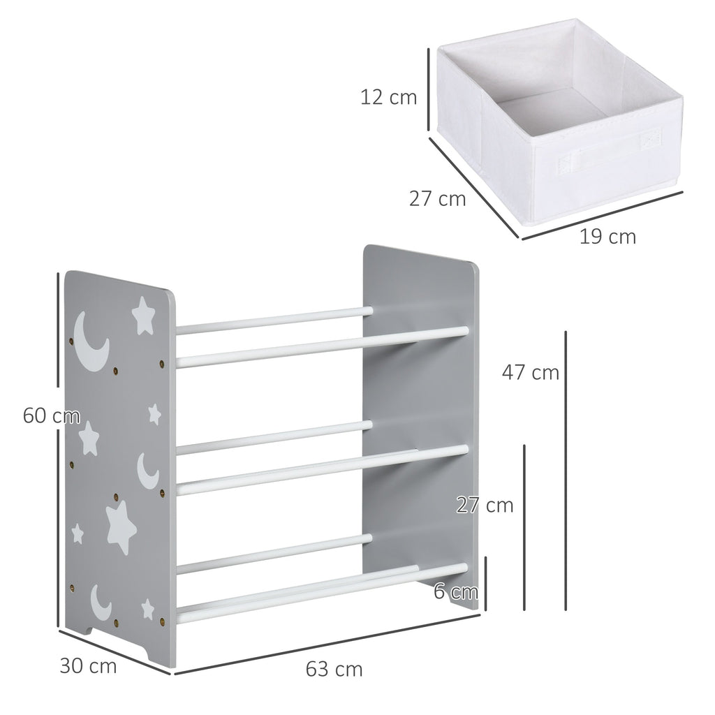 Zonekiz Portagochi cabinet with 9 basketable baskets in MDF and fabric, 63x30x60cm, Grey and white - Borgè