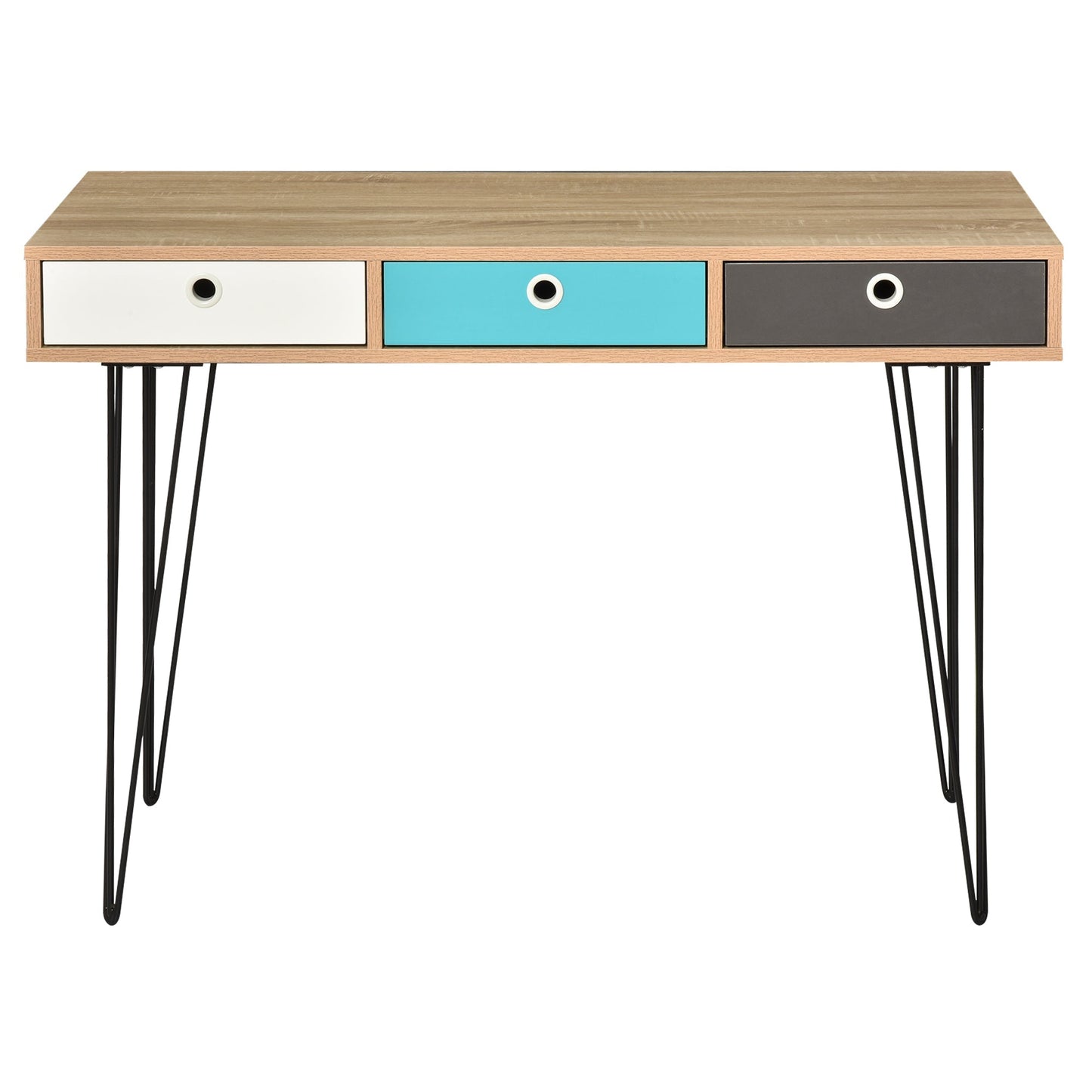 desk with a Nordic design with 3 wooden and metal drawers - Borgè