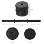 Gym Dumbbell 20KG Set (4x2.5kg, 4x2kg) with 8 Discs of 2kg, 2.5kg, Ø25mm, for Home Training - Borge' Group Limited