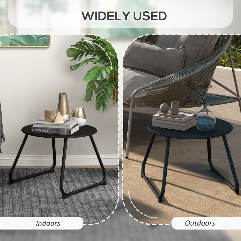 Outsunny outdoor table Ã˜48x37 cm in black metal with adjustable feet - Borgè