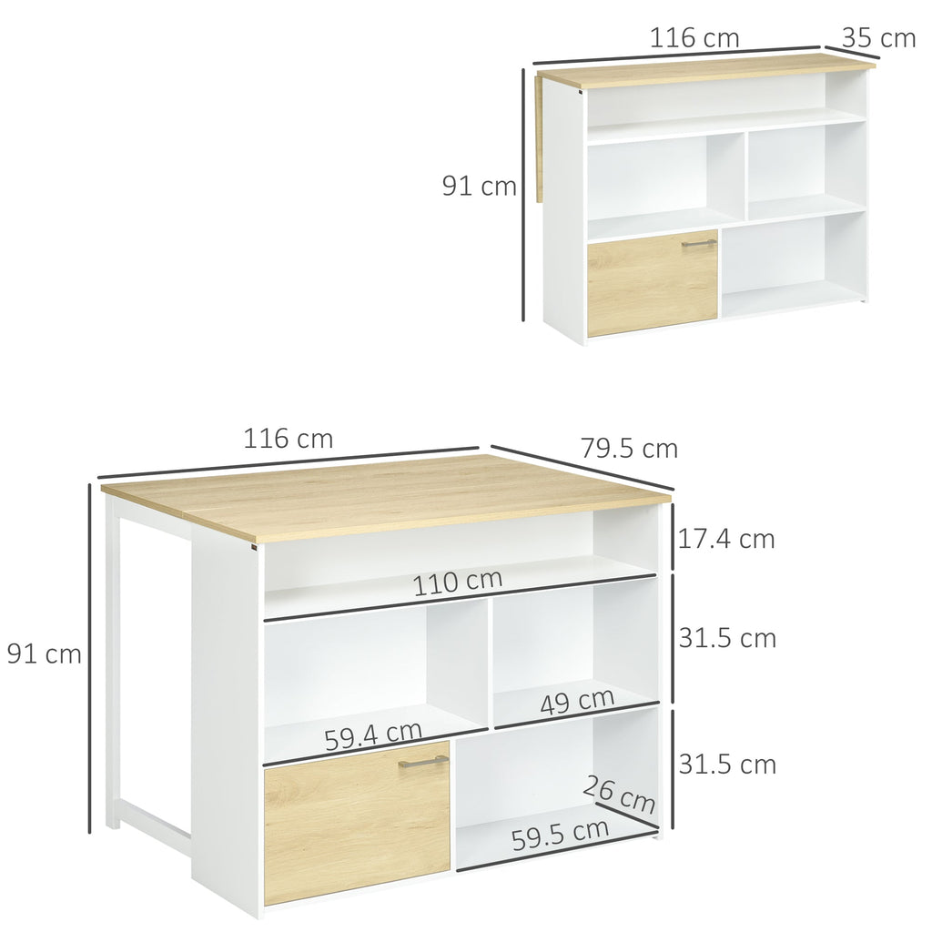 Homcom Modern Bar Table in MDF for 2 people with 4 open shelves and locker, 116x79.5x91 cm - Borgè