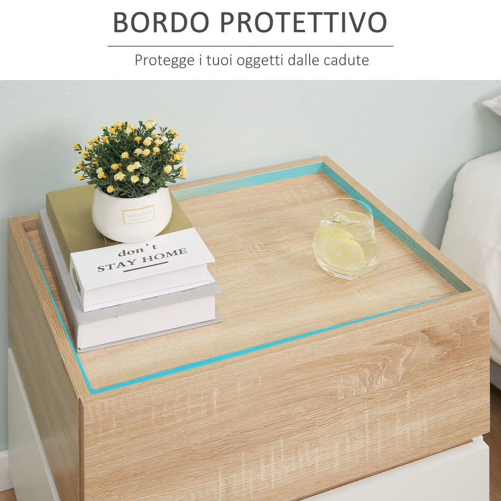 bedside table with 2 wooden drawers, modern and stackable design, 50x40x47.5cm - Borgè