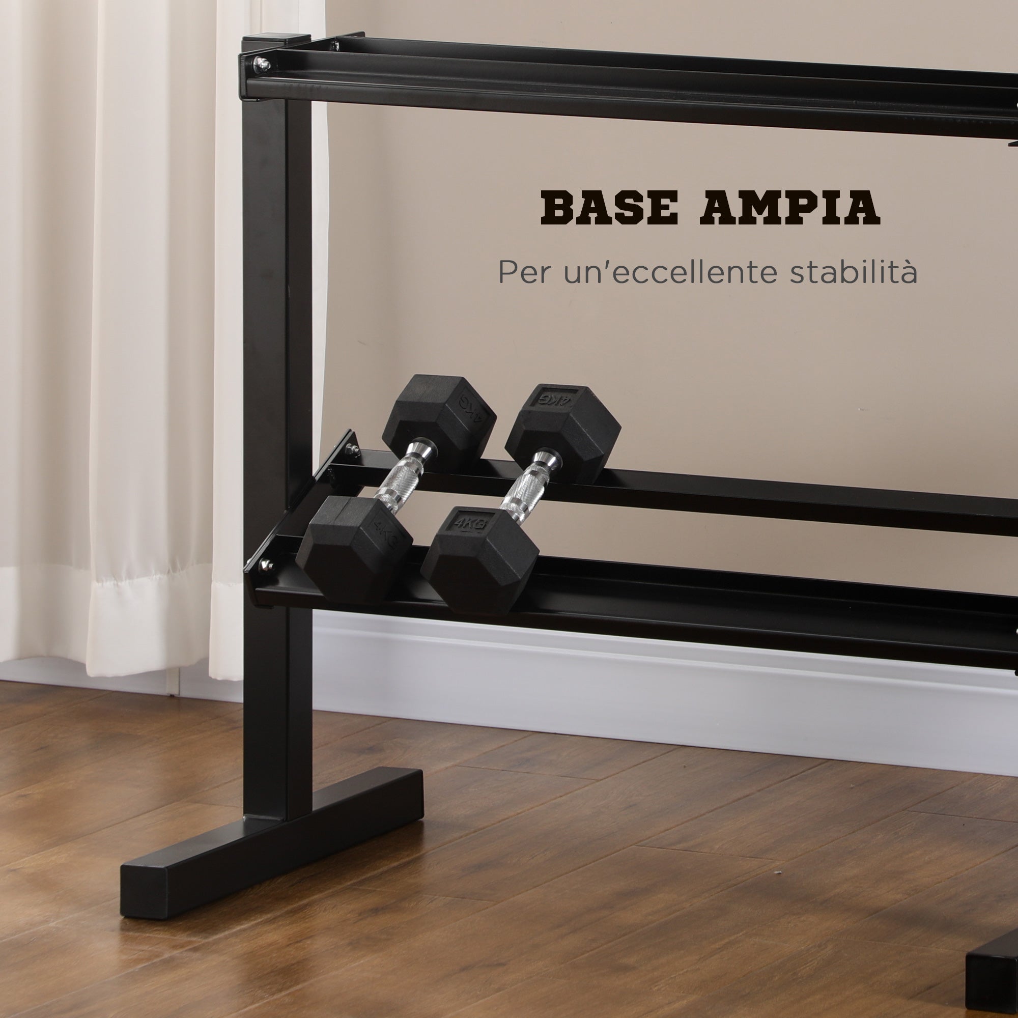 SportNow brings weight with 2 steel shelves for gym, home and office, 92.5x50.5x80.5cm, black - Borgè