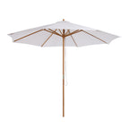 3x2.5 m Garden Umbrella with 8-Ribbed Wooden Pole, Made of Bamboo, Wood and Polyester, White - Borge' Group Limited