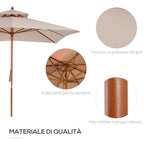 3x3m Garden Umbrella with 8 Bamboo Ribs and 2-Tier Parasol Cover, Cream - Borge' Group Limited