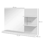 SOLO | White Bathroom Mirror with 2 side shelves and lower shelf | 75x10x48 cm - Borgè