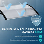 Outdoor Canopy for Windows and Doors, in Polycarbonate and Aluminum, 110x60x18cm - Transparent - Borge' Group Limited