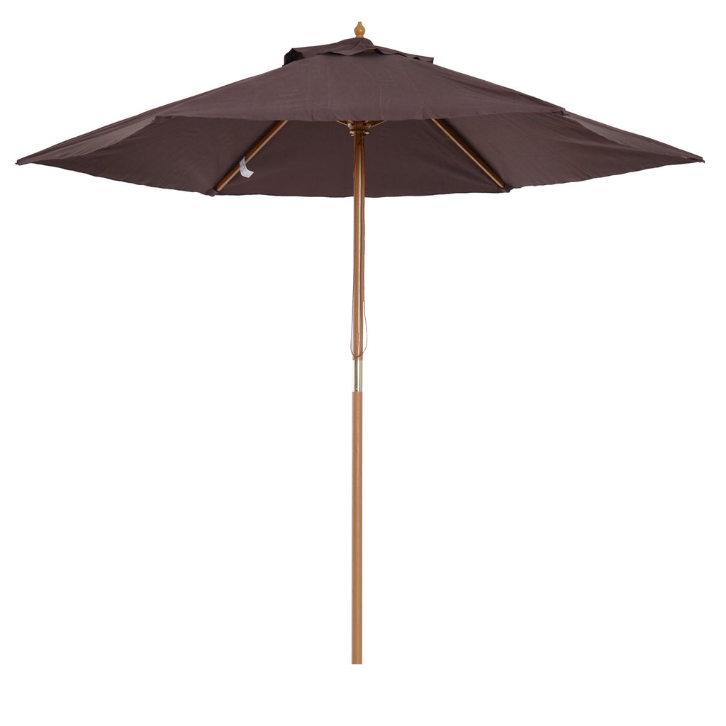 Garden Umbrella 2.5x2.3 m with 6 Ribs and Crank Handle, Made of Wood and Polyester, Brown - Borge' Group Limited
